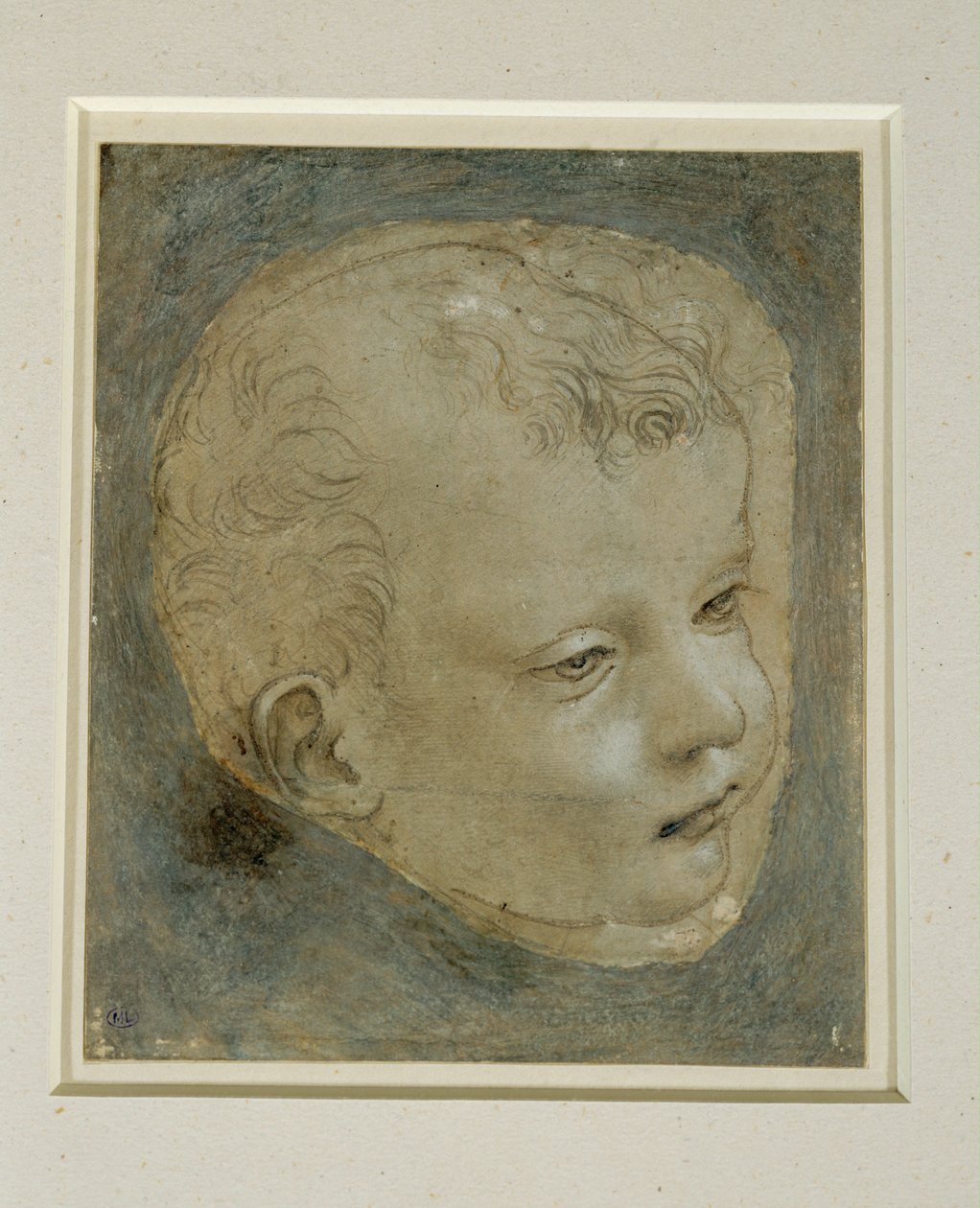 Kinderhoofdje driekwart naar rechts ... door Leonardo da Vinci