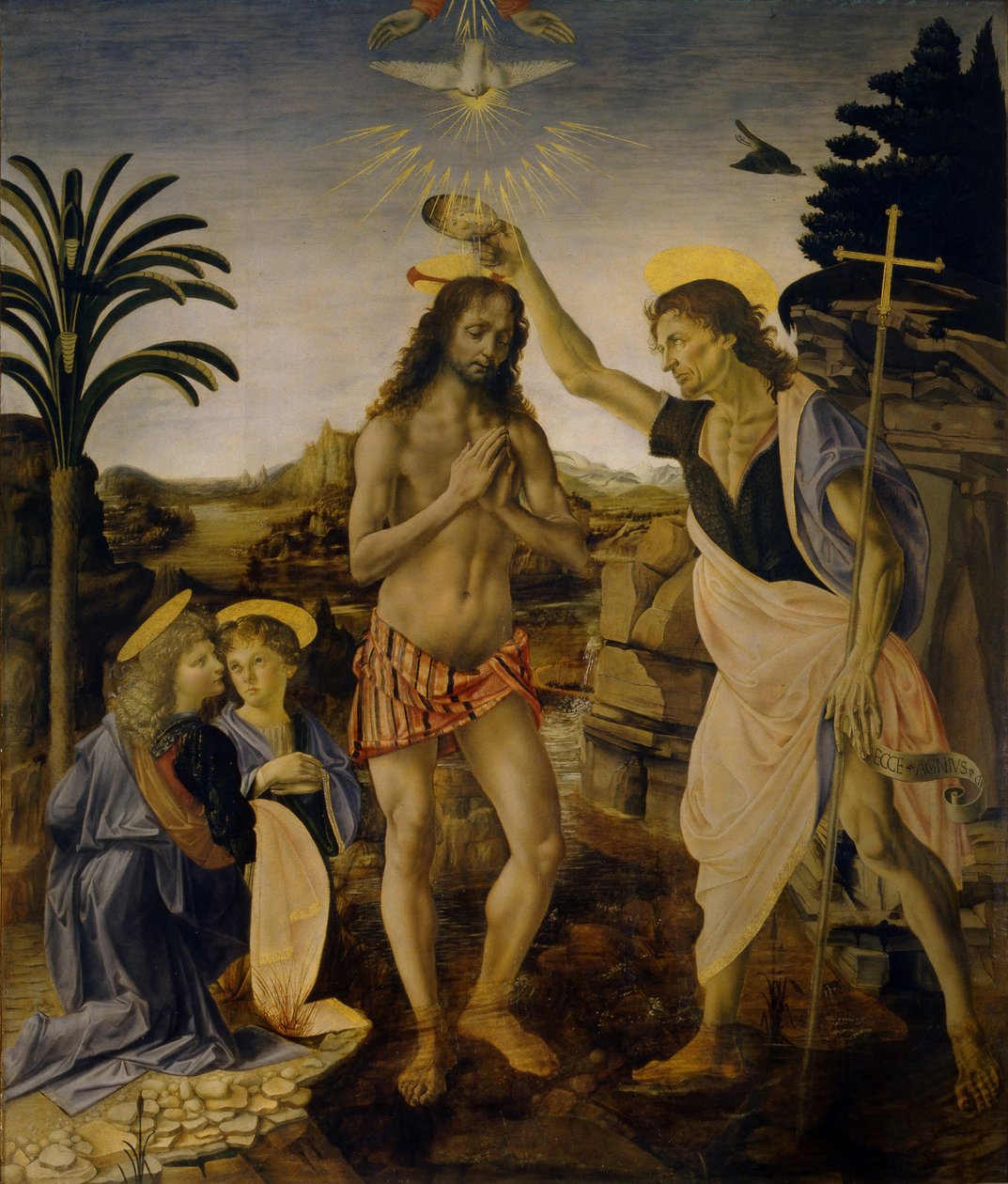 De doop van Christus, ca. 1470-1475 door Leonardo da Vinci