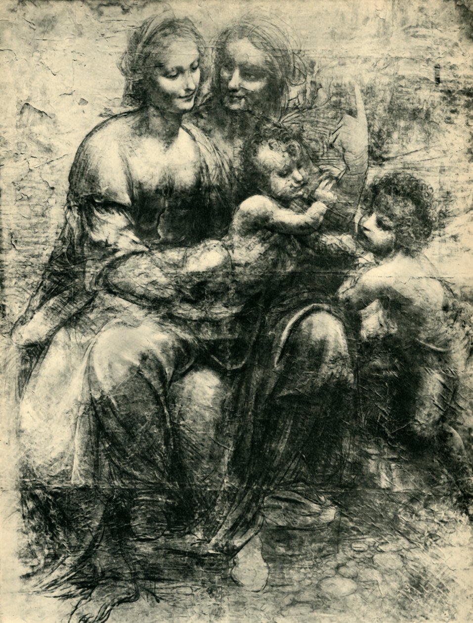 De Maagd en het Kind met St. Anna en St. Johannes de Doper, 1499-1500, 1943 door Leonardo da Vinci