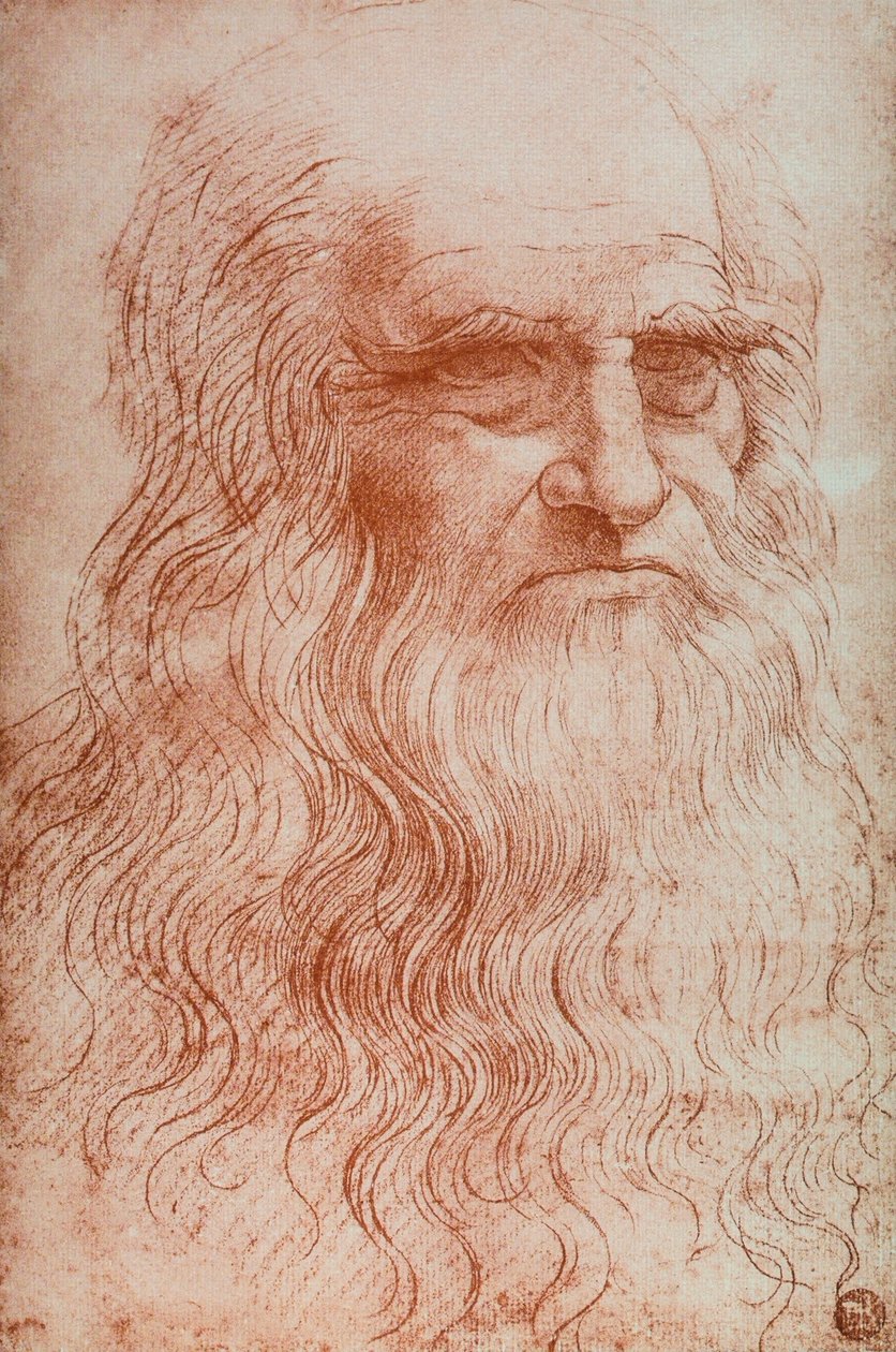Portret van Leonardo da Vinci, kopie van zelfportret van Leonardo da Vinci door Leonardo da after Vinci