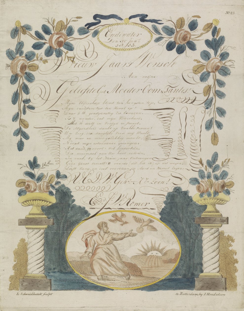 Wensbrief met Elia gevoed door raven door Leonardus Schweickhardt