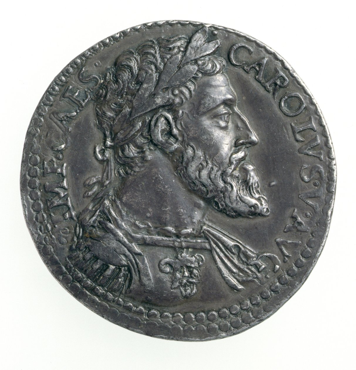 Testone van Karel V (1500-58) Hertog van Milaan, gegraveerd door Dye, 1535-56 (voorzijde) (zilver) door Leone Leoni