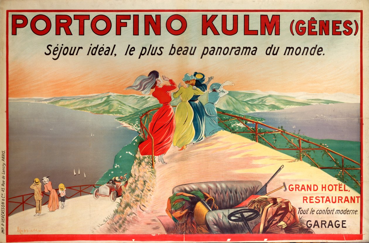 Reclameposter voor het Portofino Kulm Hotel in Camogli, Italië, 20e eeuw door Leonetto Cappiello