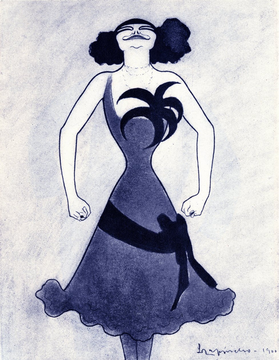 Spotprent van de Poolse komiek en zangeres (Emilie Marie Bouchaud) (1874-1939) Tekening door Leonetto Cappiello (1875-1942) 1900 door Leonetto Cappiello