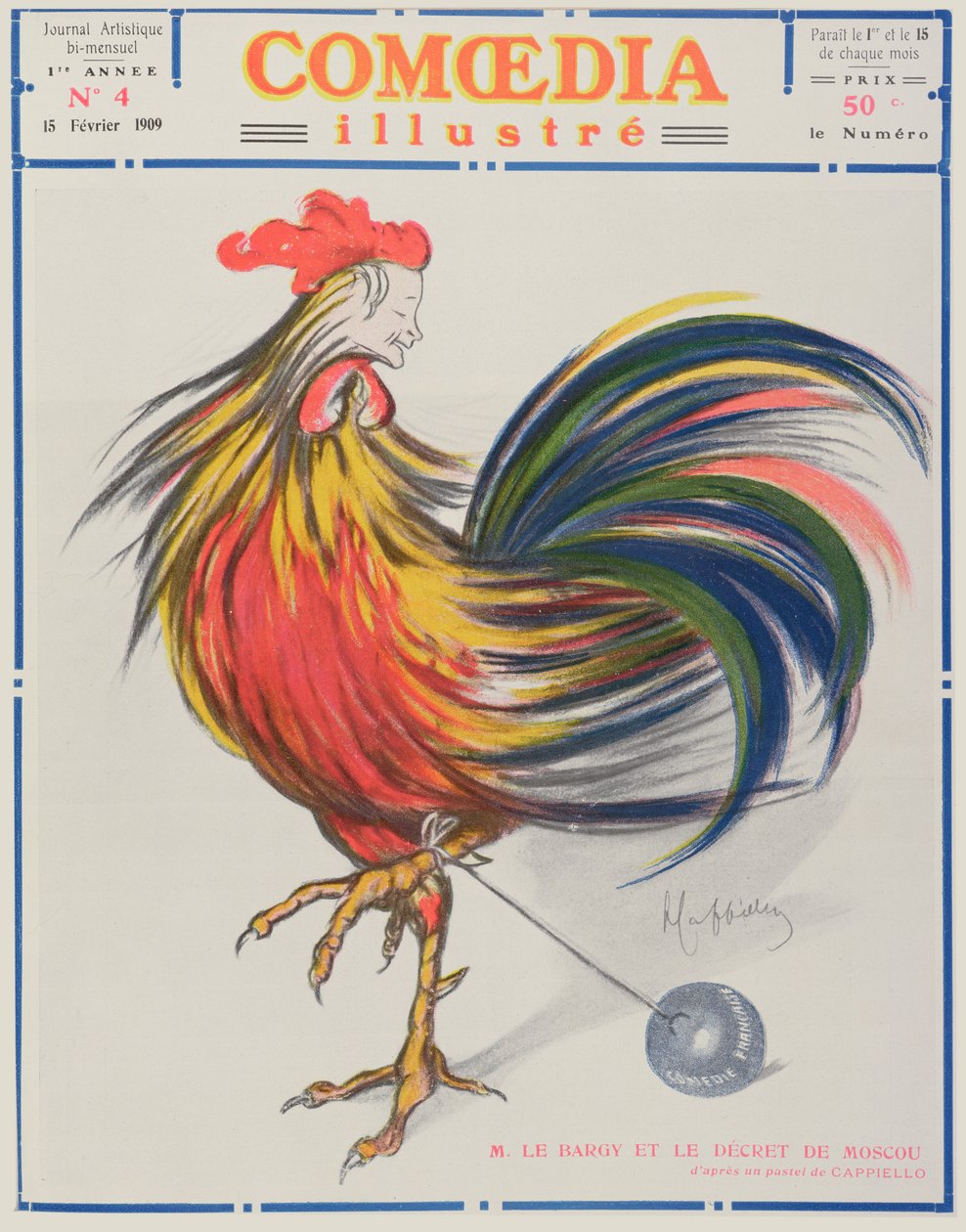 Omslag van Comoedia Illustre, 15 februari 1909 door Leonetto Cappiello