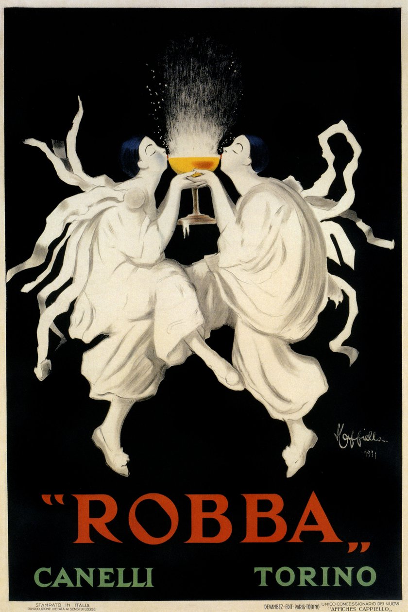 Poster reclame voor Spumante Robba Canelli, Turijn, Italië, 1921 door Leonetto Cappiello