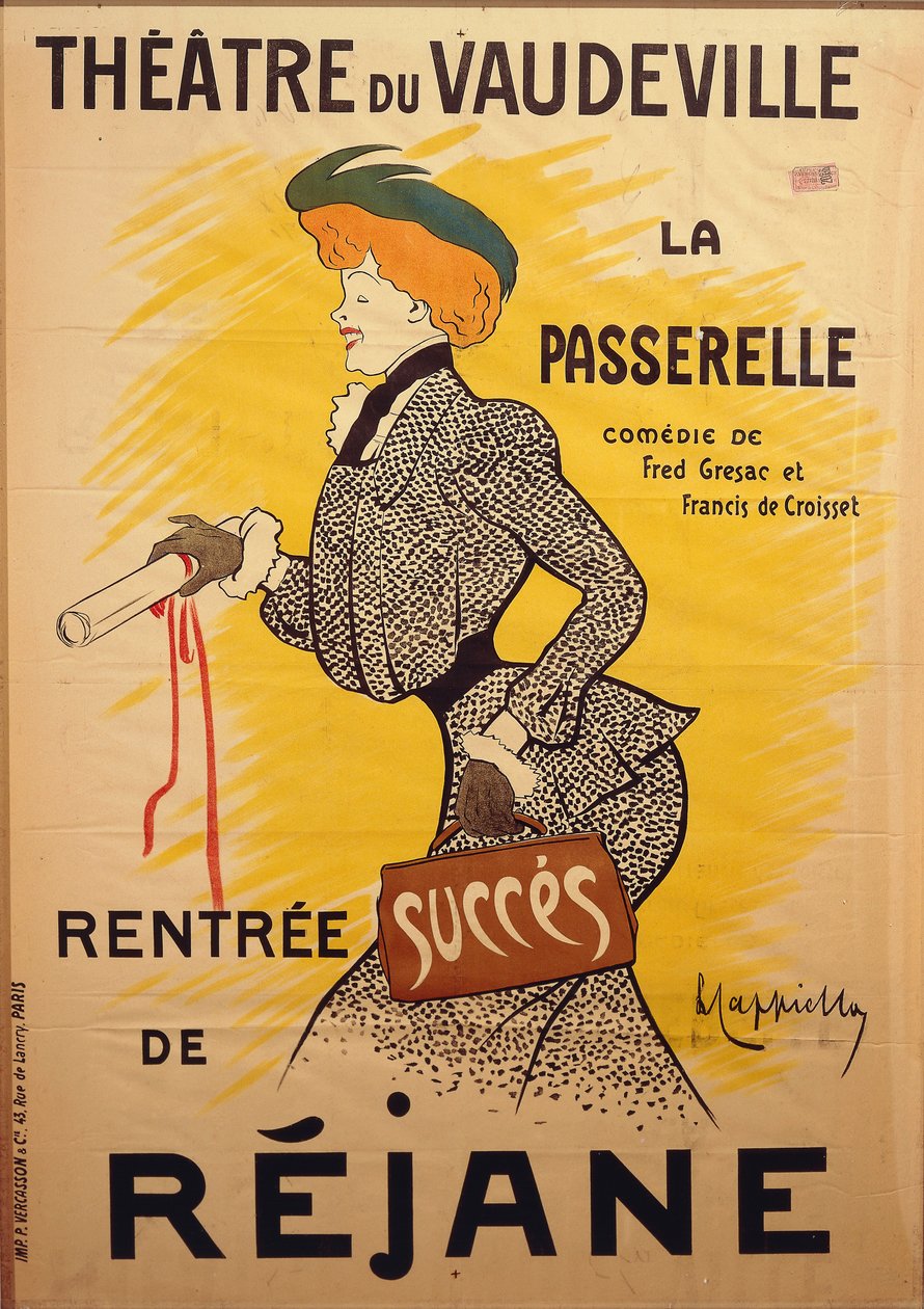 Theatre du Vaudeville: La Passerelle, door Leonetto Cappiello (1875-1942), illustratie door Leonetto Cappiello