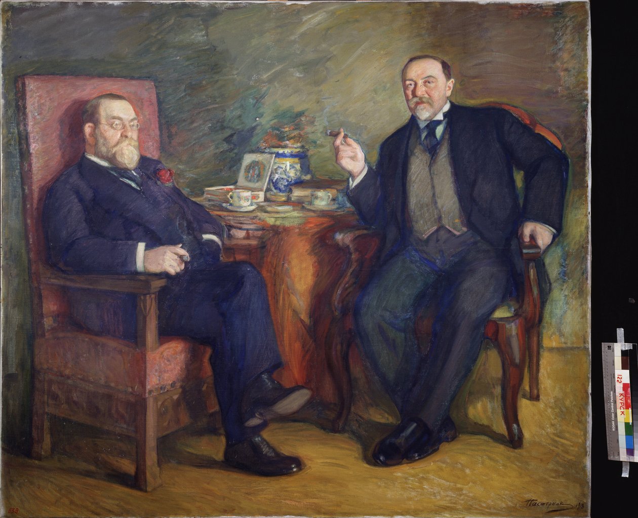 Theetijd - Portretten van verzamelaars Ossip Cetlin en David Wyssotski door Leonid Osipovic Pasternak