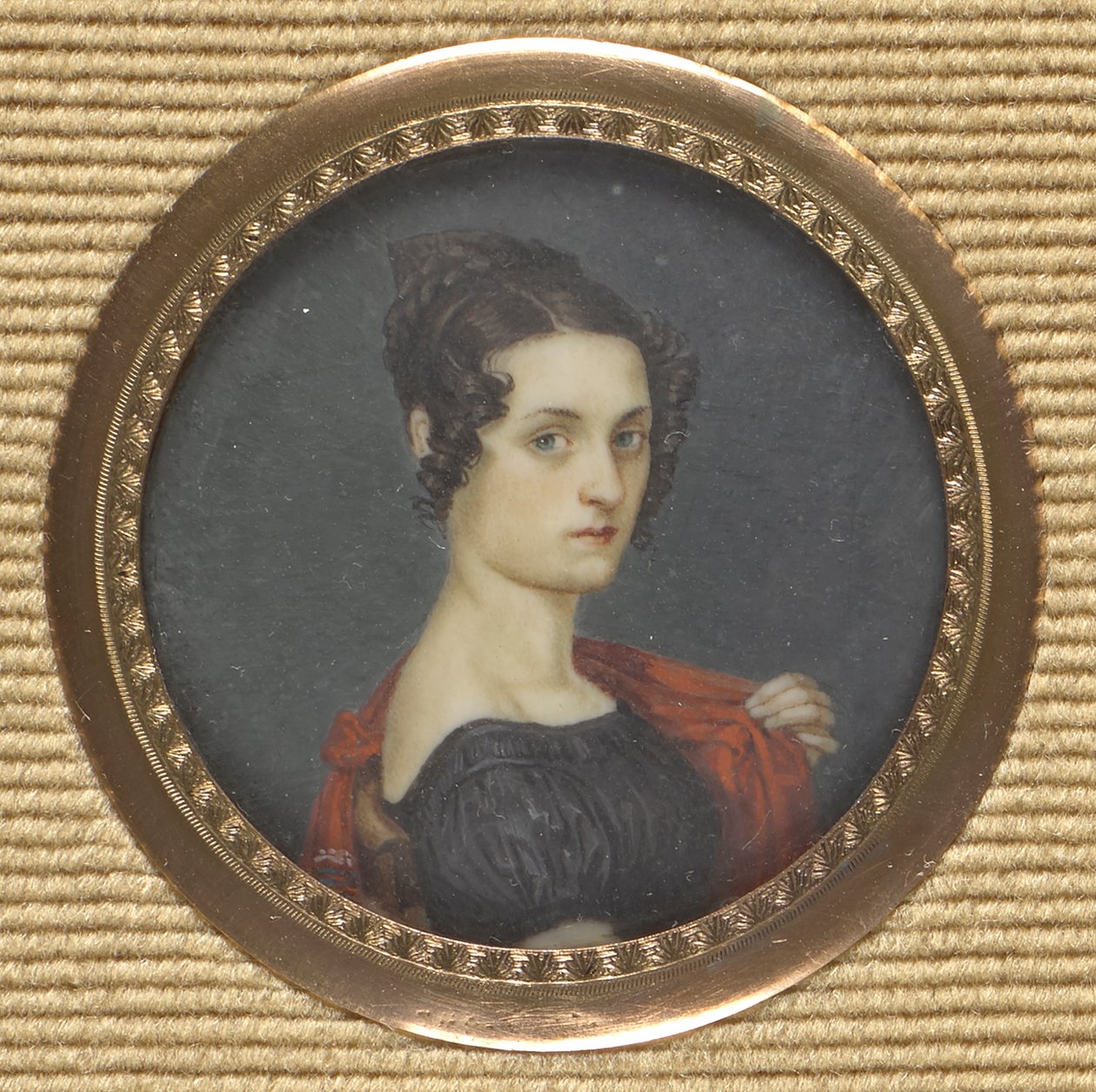 Portret van een dame in donkere jurk door Leopold Blonder