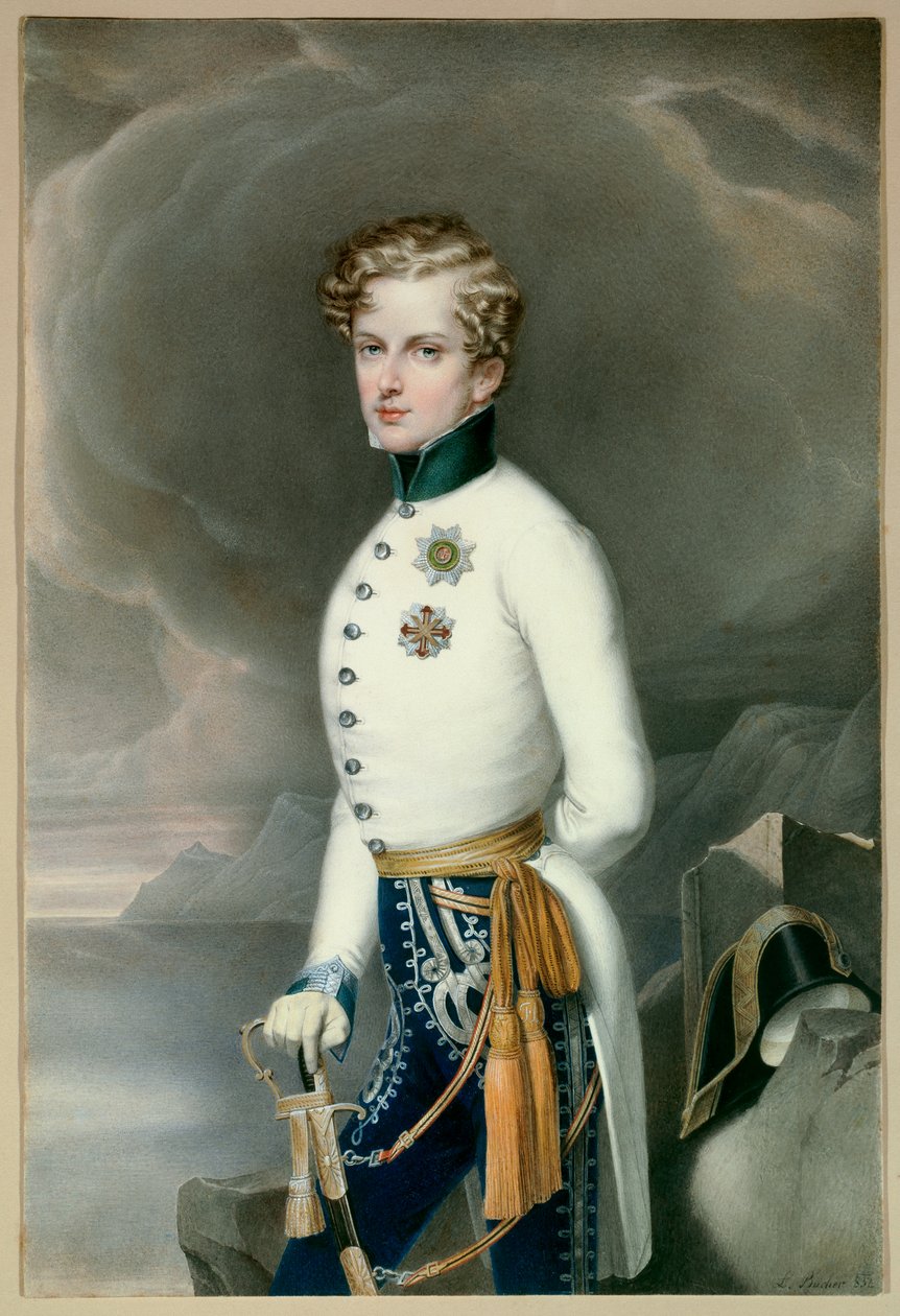 Koning van Rome en Prins van Parma Napoleon II, hertog van Reichstadt in uniform als luitenant-kolonel van het Regiment Gustave Prins van Wasa door Leopold Bucher