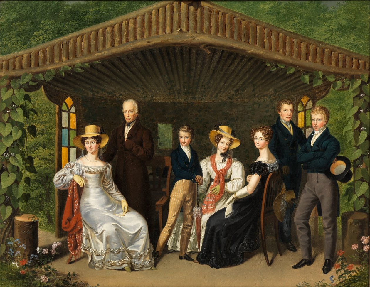 Duits: De keizerlijke familie rond de hertog van Reichstadt in een zomerhuis door Leopold Fertbauer