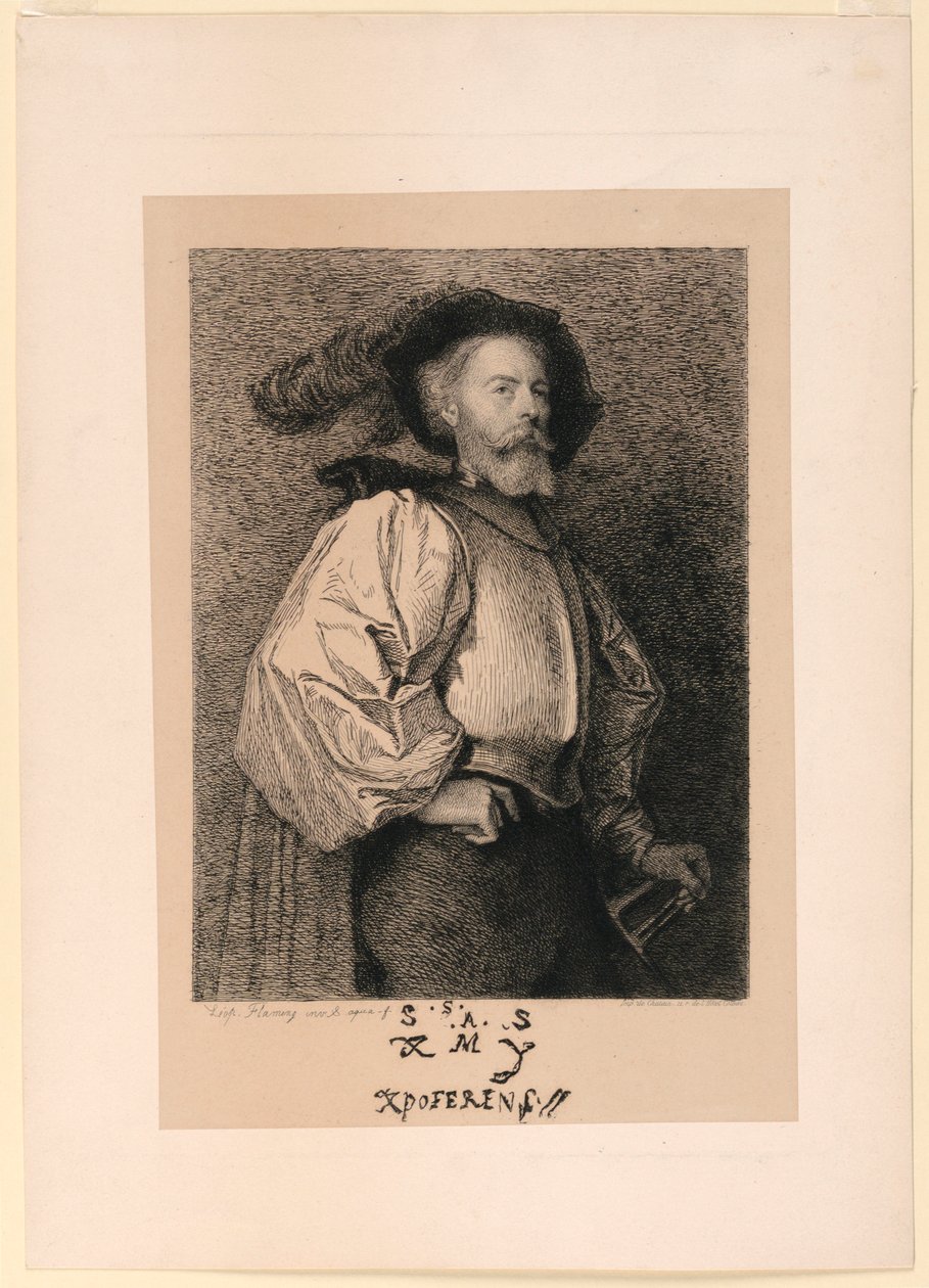 Zelfportret als een Ridder door Leopold Flameng