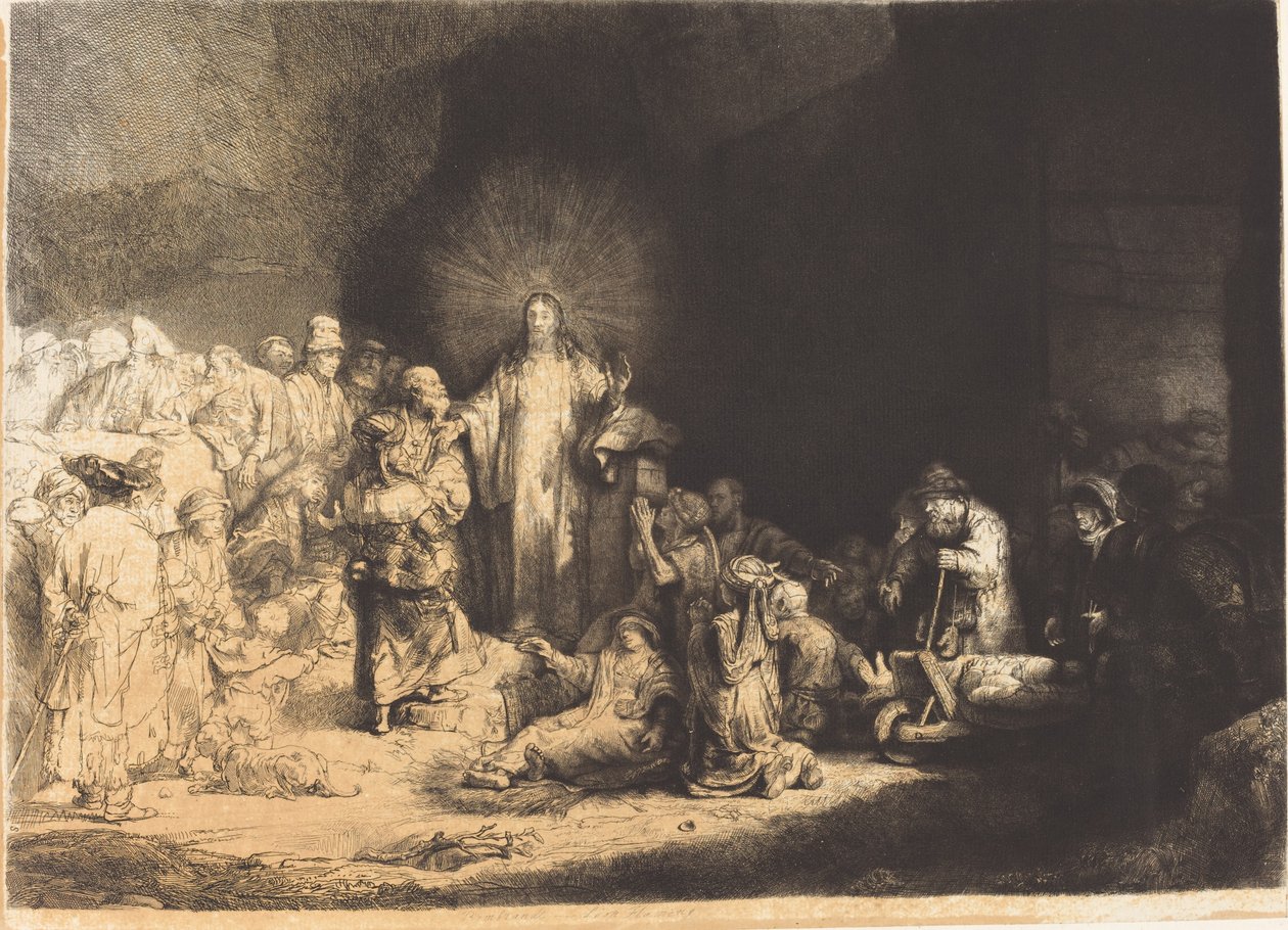 Christus predikend (De Honderd Guldens Prent) door Leopold Flameng after Rembrandt van Rijn