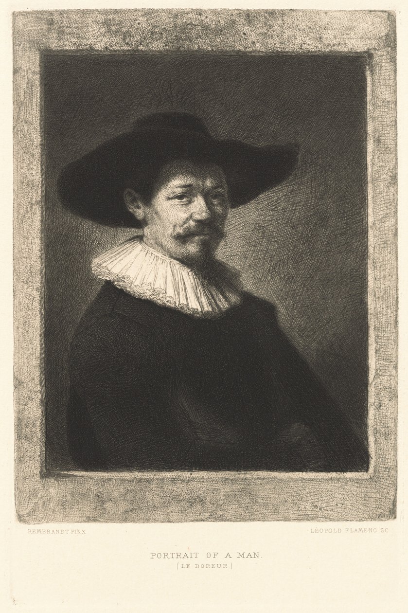 Portret van een Man door Leopold Flameng after Rembrandt van Rijn