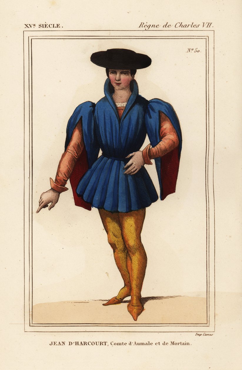 Jean VIII van Harcourt, Franse ridder, Graaf van Aumale en Mortain door Leopold Massard