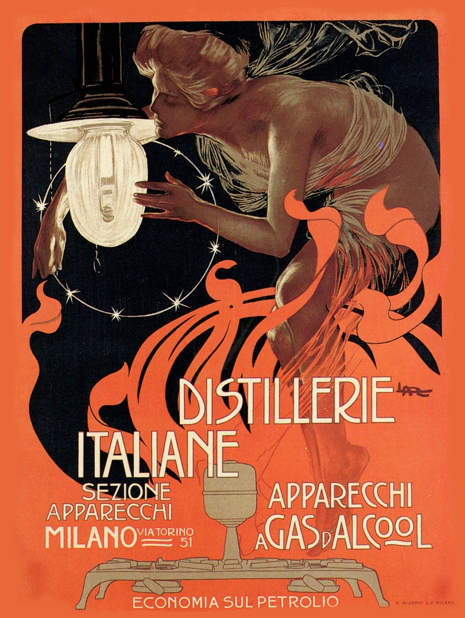 Italiaanse distilleerderij door Leopoldo Metlicovitz