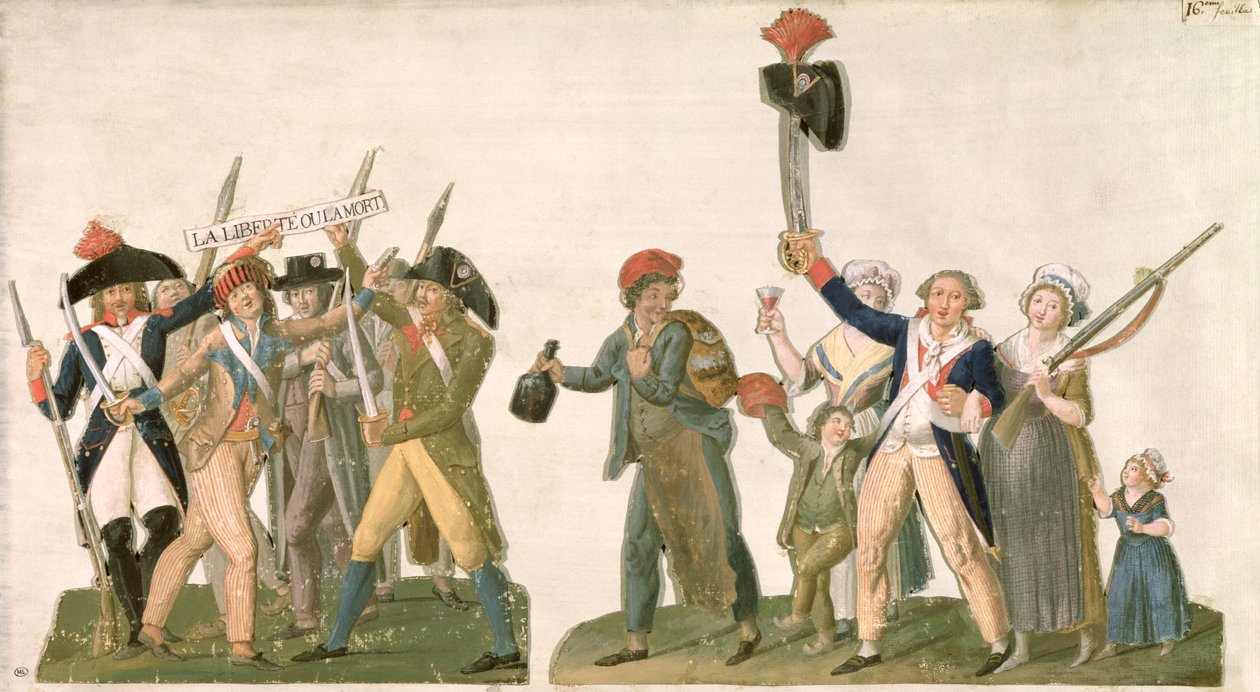 Kreet van Vrijheid en het Vertrek naar de Grens, 1792 (prent) door Lesueur Brothers