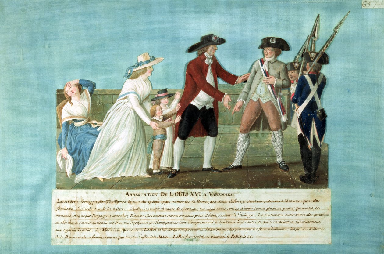 De arrestatie van Lodewijk XVI en zijn familie in Varennes, 21 juni 1791 door Lesueur Brothers