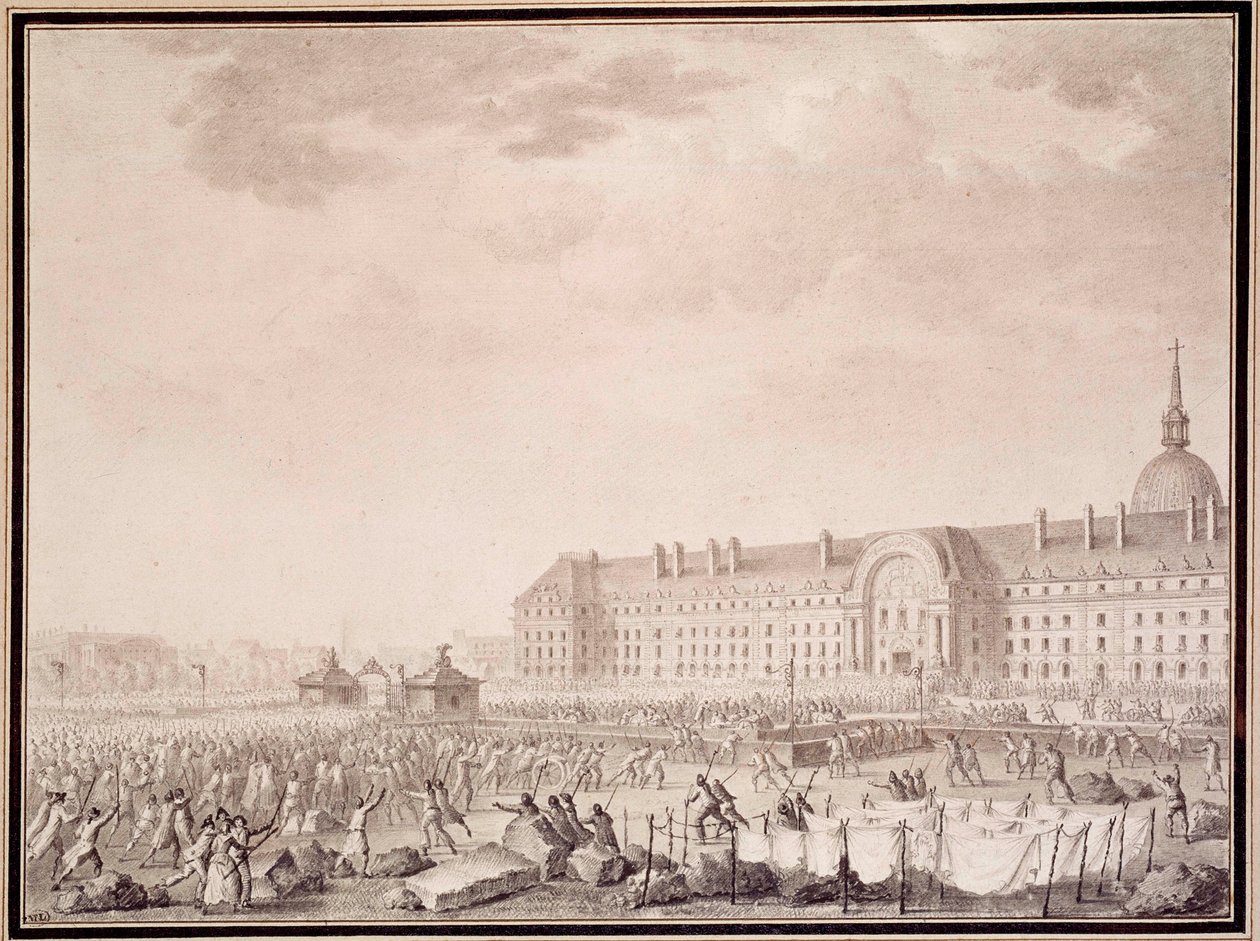 Franse revolutie: wapens opnemen bij de Invalides op 14/07/1789 door Lesueur Brothers