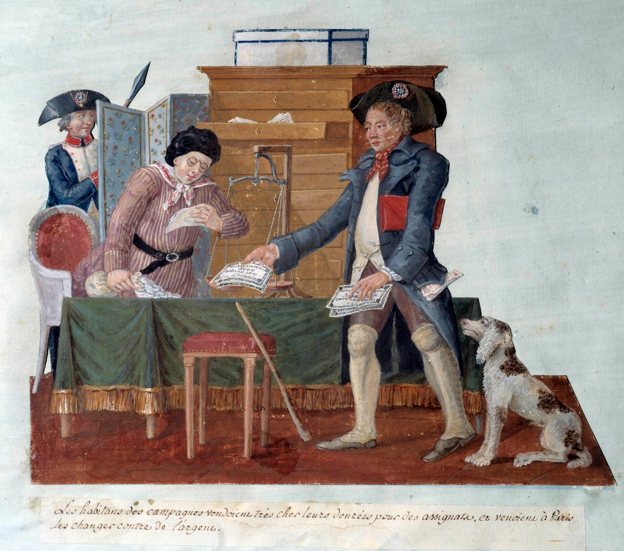 Franse revolutie: de inwoners van het platteland verkochten hun voedsel voor assignaten, die ze vervolgens in Parijs voor geld inwisselden door Lesueur Brothers