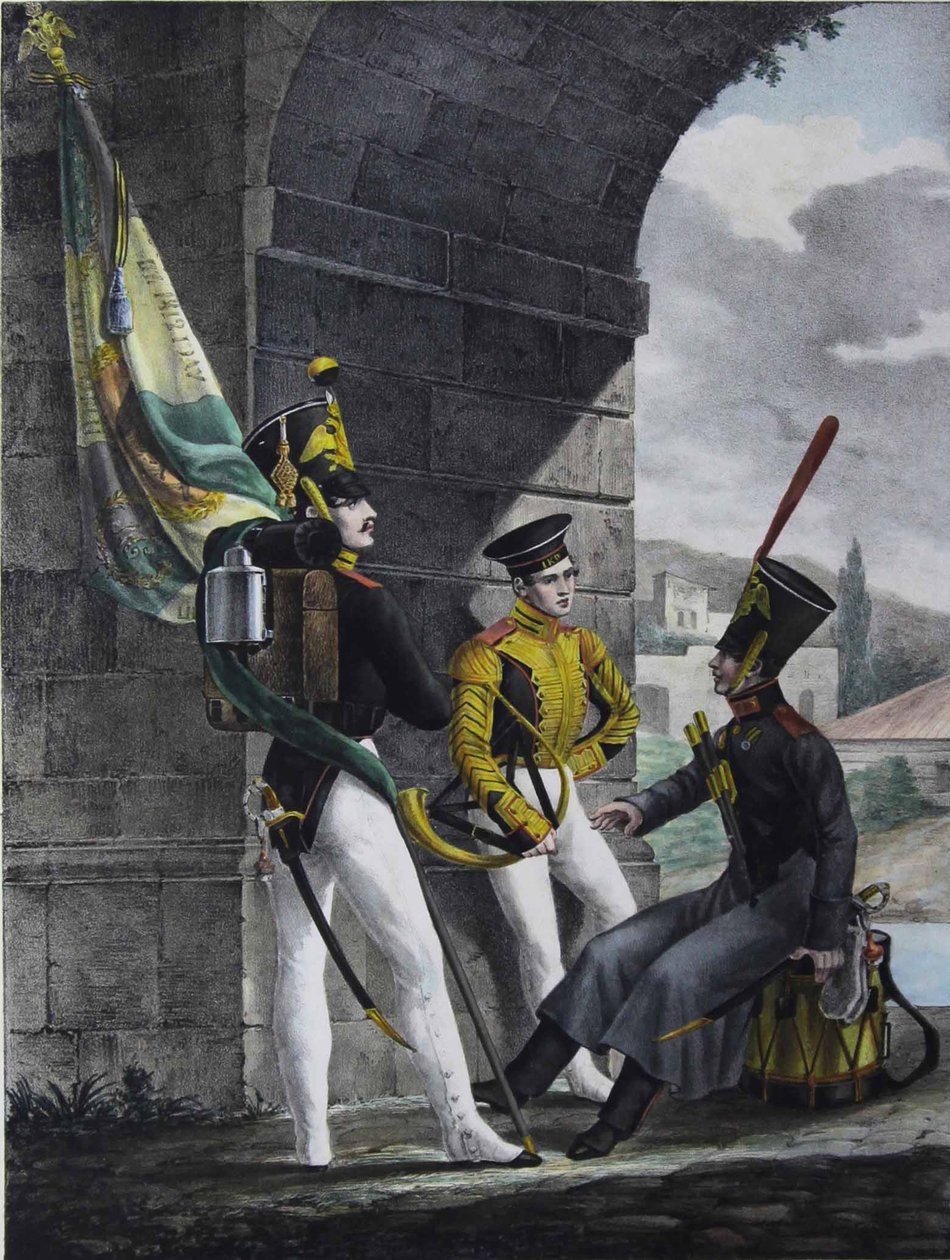 Podpraporshchik, Drummer en Hornist van het Finliandsky Guard Regiment, 1829 door Lev Alexandrovich Belousov