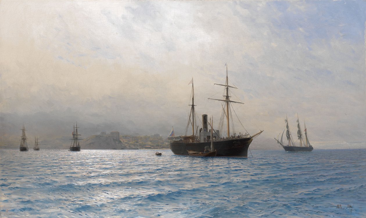 Russisch Schip bij de ingang van de Bosporus, na de Russisch-Turkse oorlog van 1877-1878 door Lev Felixovich Lagorio