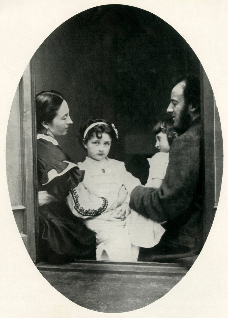Effie Gray, John Everett Millais, en hun dochters Effie en Mary, 21 juli 1865 door Lewis Carroll