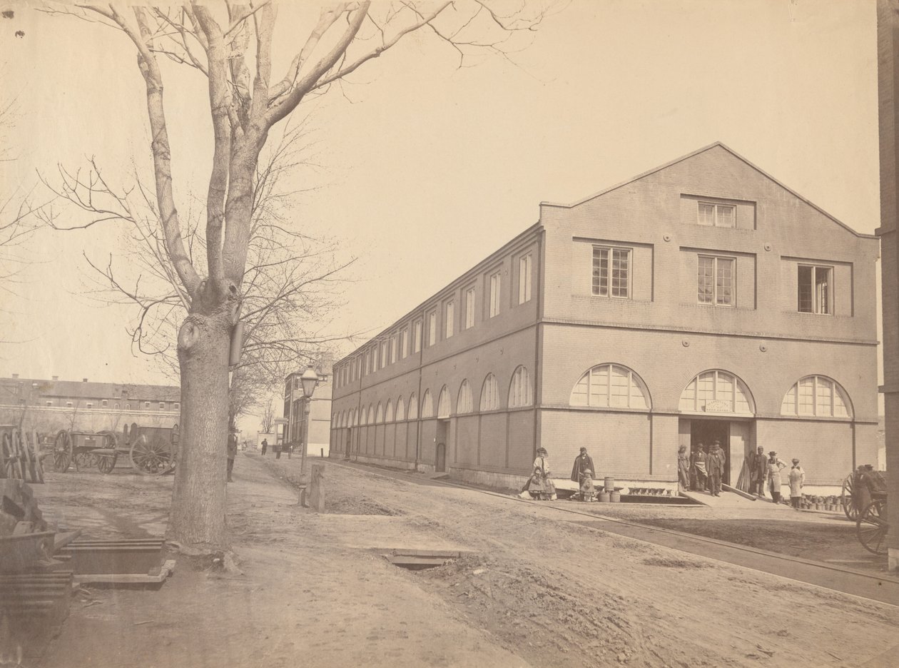 Workshops bij het Arsenaal in Washington,1858-1859 (foto) door Lewis Emory Walker