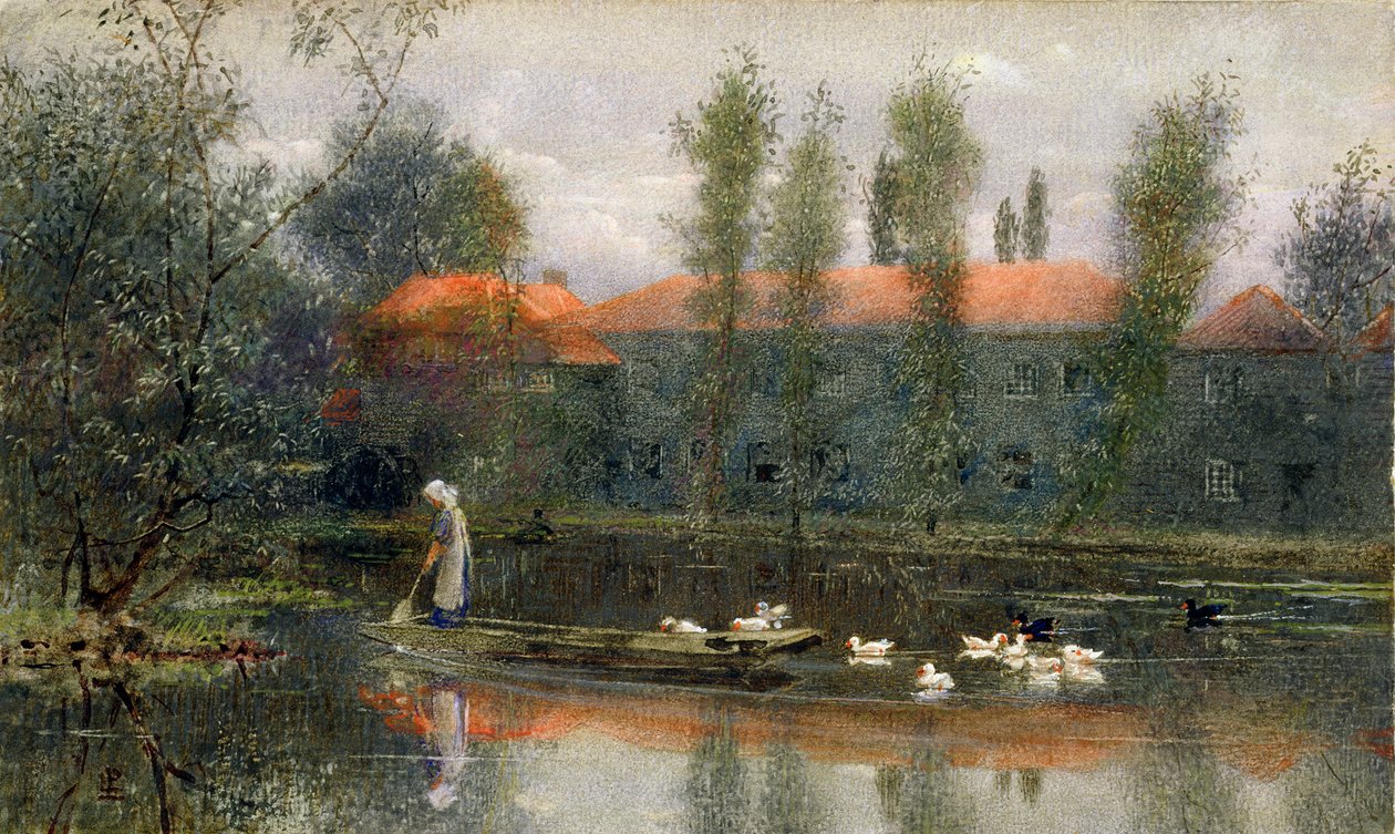 De Vijver van William Morris Werken bij Merton Abbey door Lexden L. Pocock