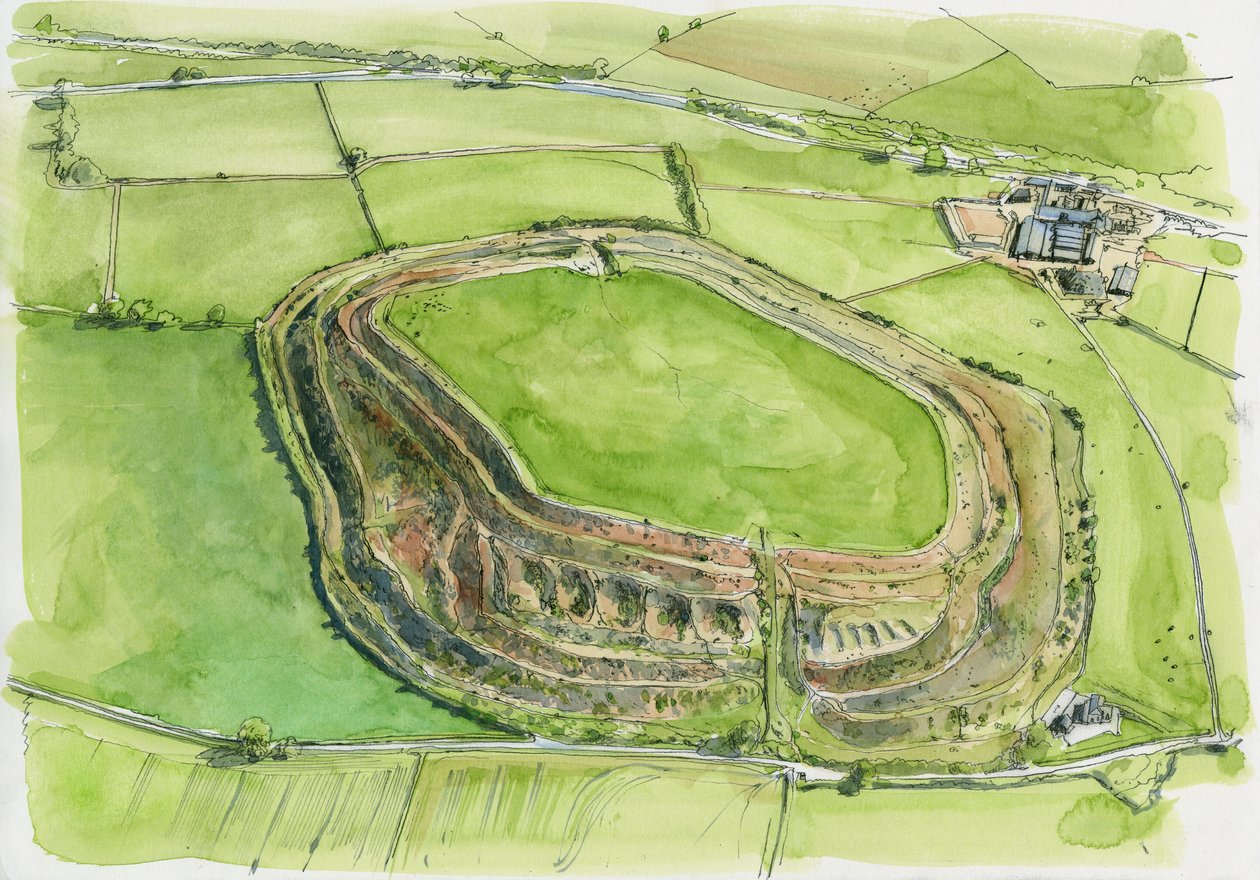 Oud Oswestry (aquarel op papier) door Liam Wales