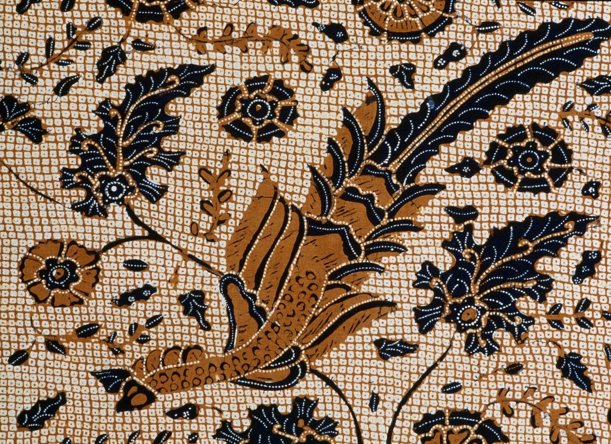 Batik met traditioneel ontwerp genaamd peksi podang, Surakarta, Java, Indonesië (detail) door Unbekannt Unbekannt