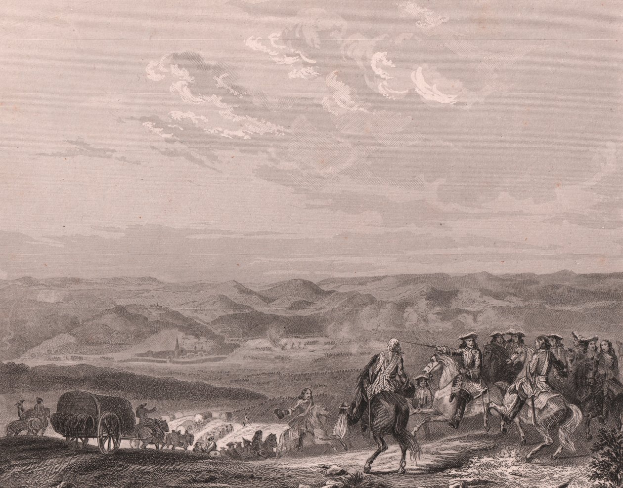 Slag bij Freiburg, Duitsland, augustus 1644, Dertigjarige Oorlog, staalgravure op Chinees papier door Unbekannt Unbekannt