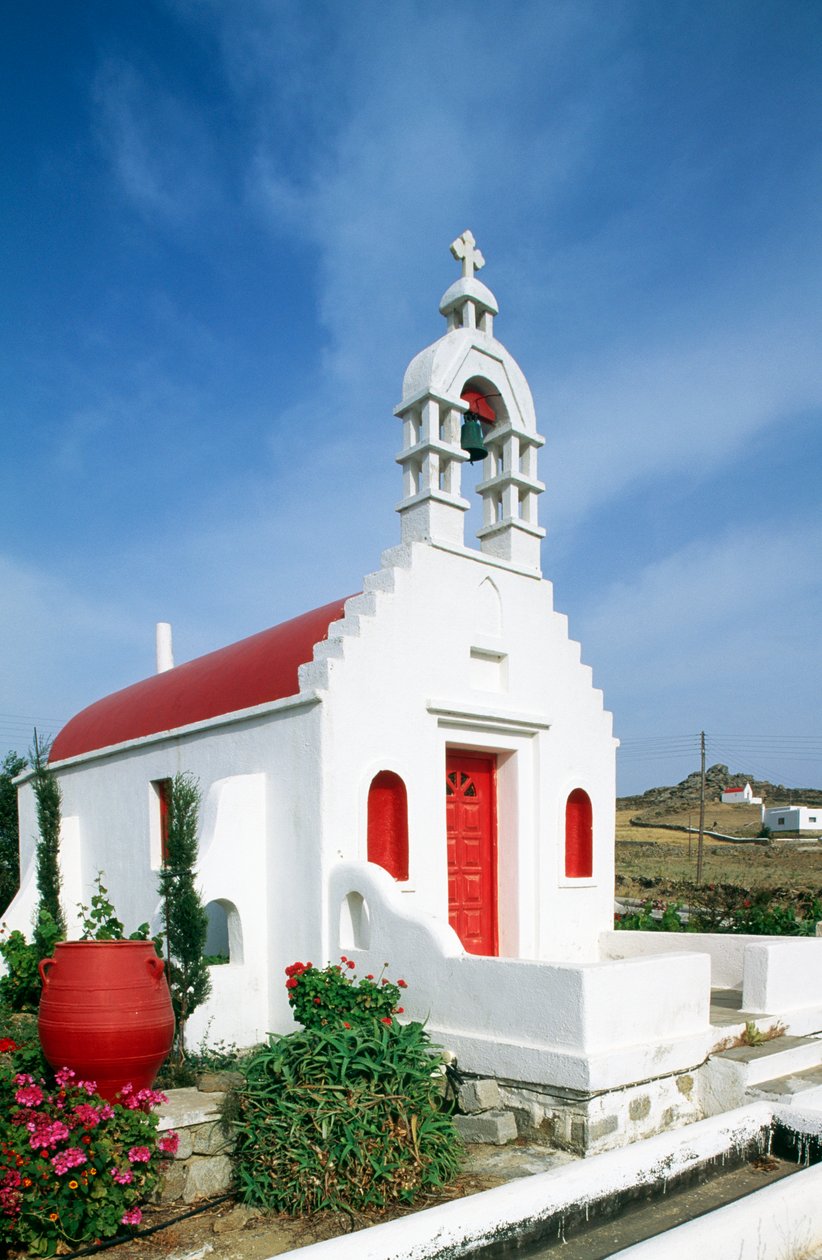 Kerk op eiland Mykonos, Cycladen, Griekenland door Unbekannt Unbekannt