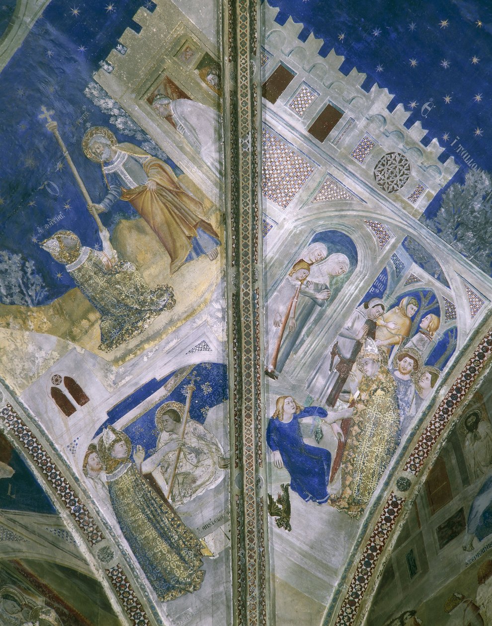 Detail van gewelf in St Martial kapel, Pauselijk Paleis in Avignon, met fresco