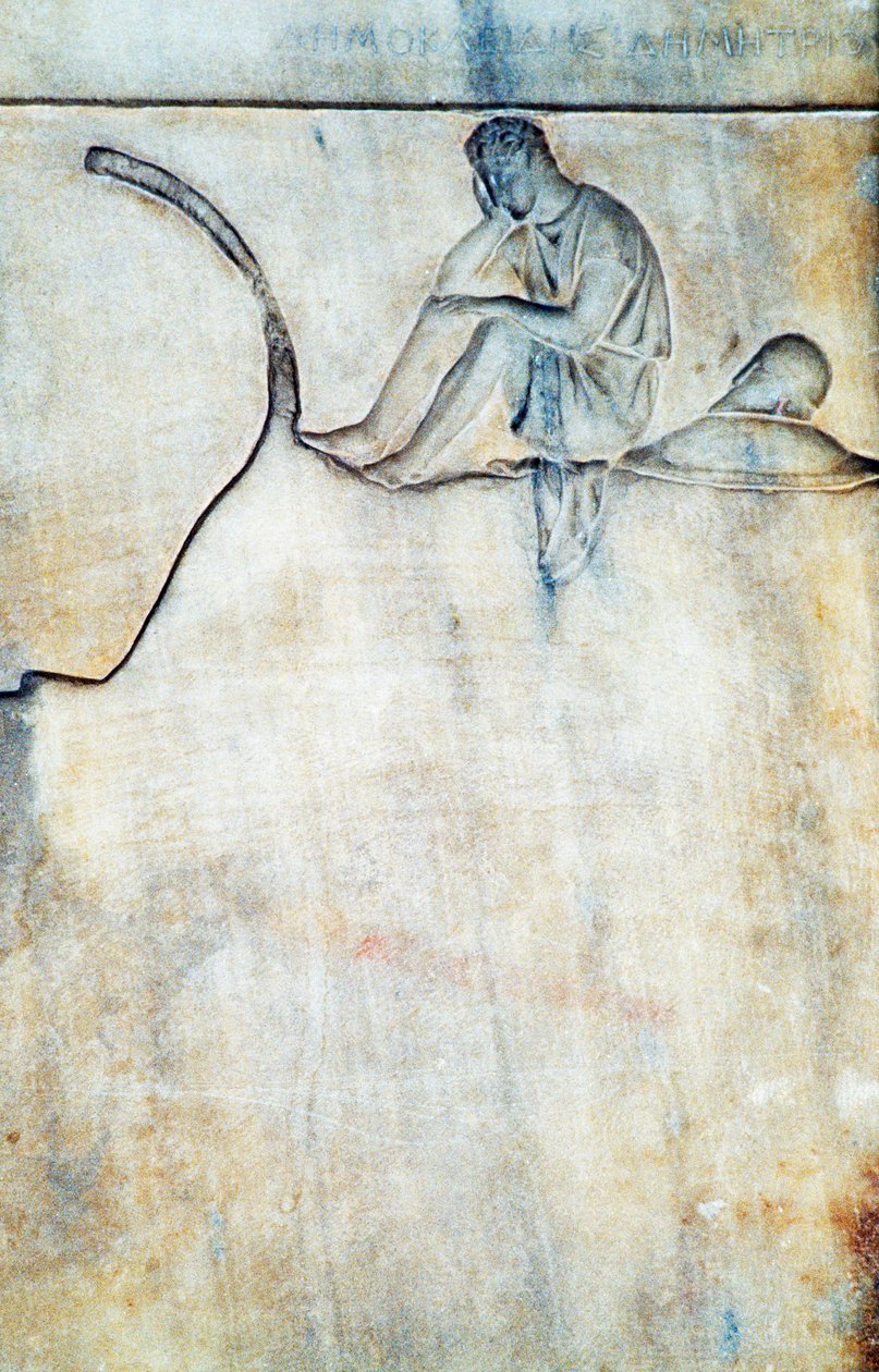 Grafstele van Demokleides, Griekenland, Griekse beschaving, tweede helft van de 4e eeuw v.Chr., detail door Unbekannt Unbekannt