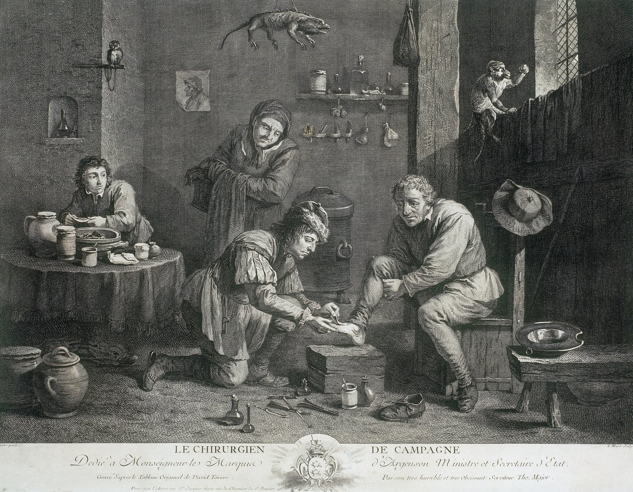 De plattelandschirurg, ca. 1747 door Unbekannt Unbekannt