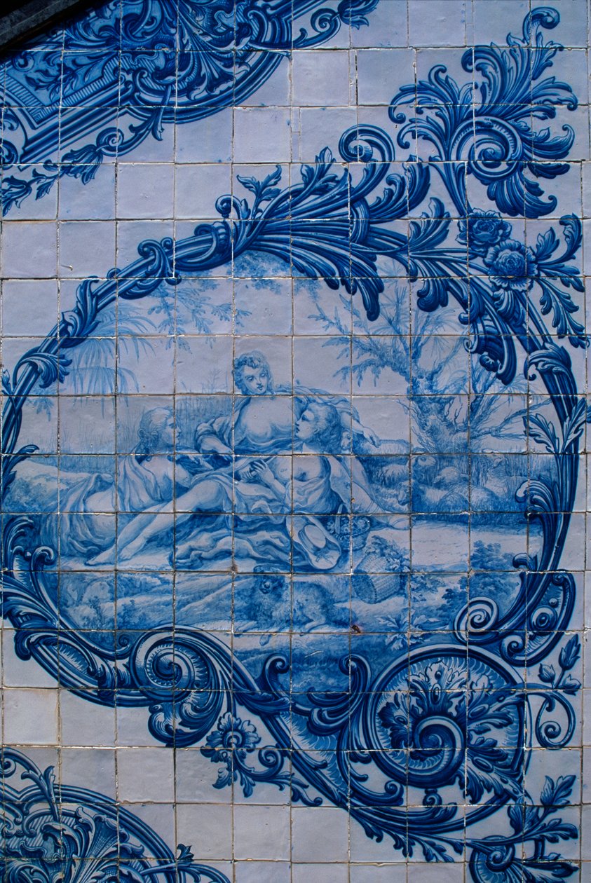 Glazuurtegels van het Paleis van de Graven van Estoi. Estoi, Portugal door Unbekannt Unbekannt