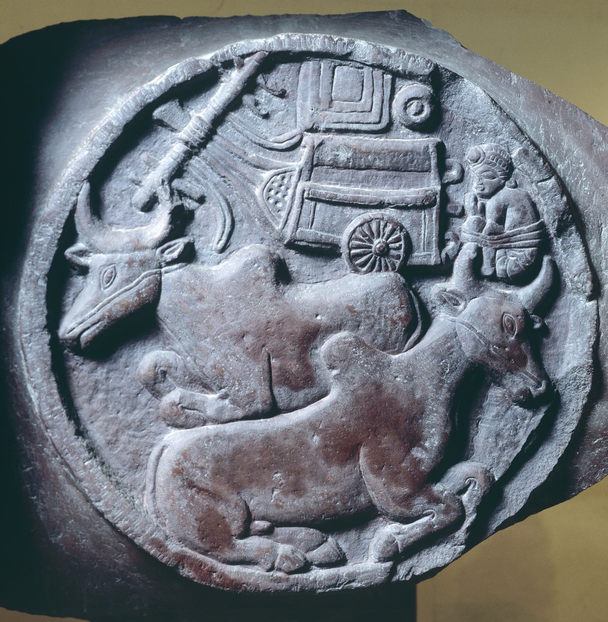 Medallion versierd in reliëf van balustrade van Stupa van Bharhut, boeddhistisch monument, Madhya Pradesh, India, Indiase beschaving, 2e eeuw v.Chr. door Unbekannt Unbekannt