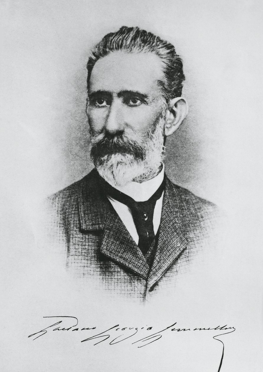 Portret van Gaetano Giorgio Gemmellaro (1832-1904), Italiaanse geoloog, paleontoloog en politicus, gravure door Unbekannt Unbekannt
