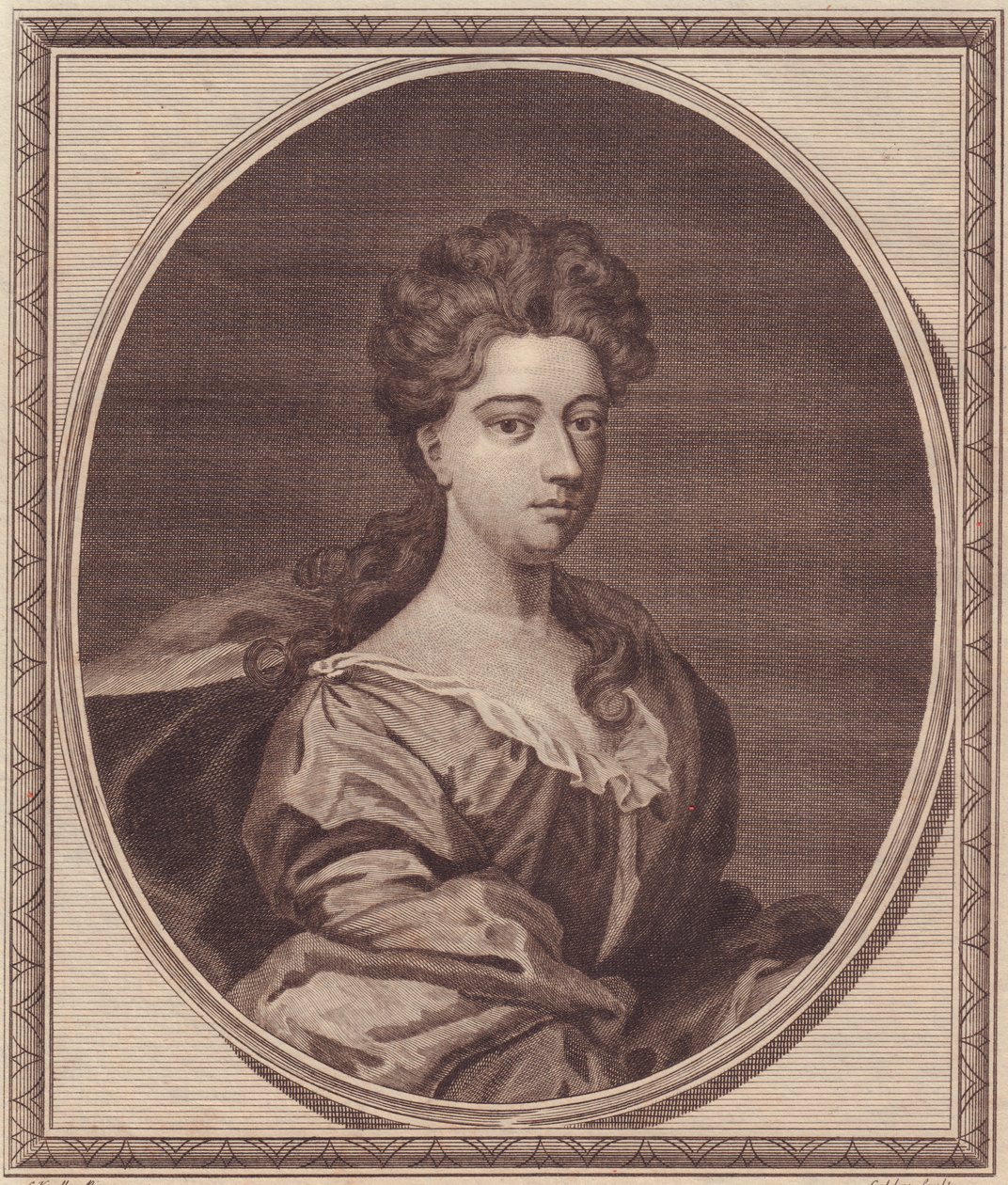 Portret van Greville Doddington, Hertogin van Manchester (1672-1720), kopergravure door John Goldar (1729-1795) naar schilderij van G Kneller door Unbekannt Unbekannt
