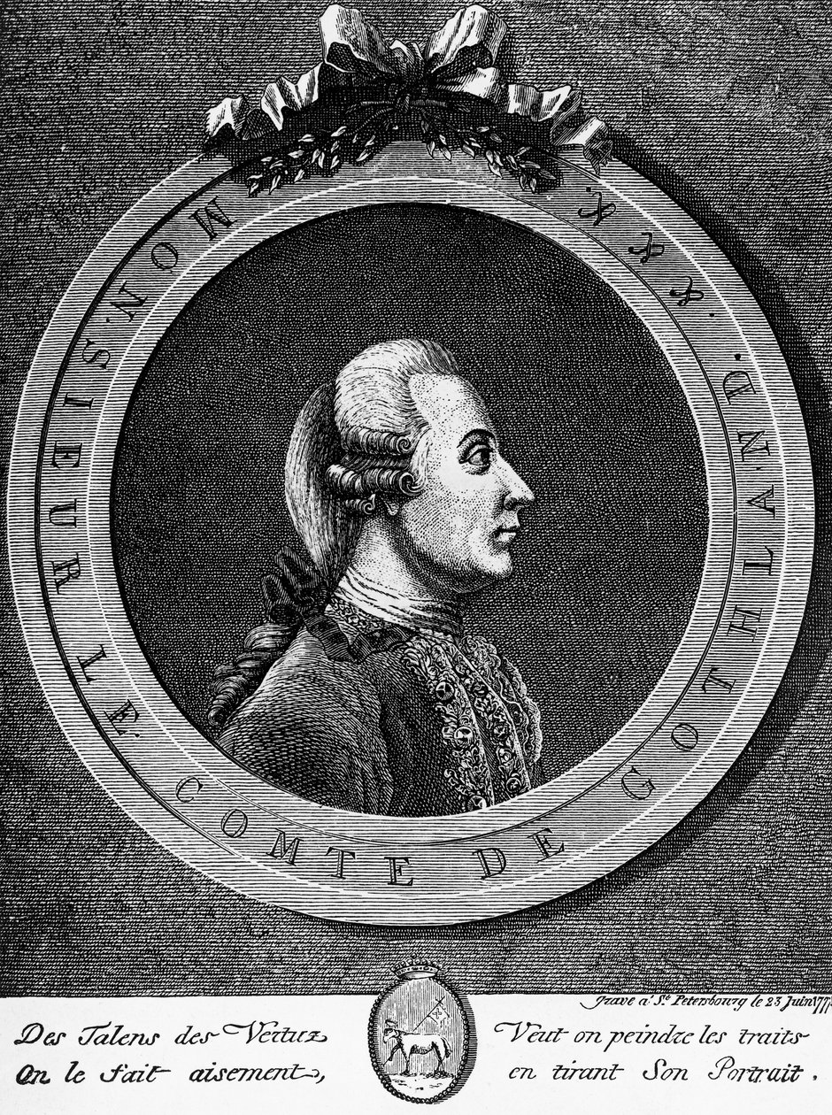 Portret van Gustaaf III (1746-1792), Koning van Zweden vanaf 1771, gravure door Unbekannt Unbekannt