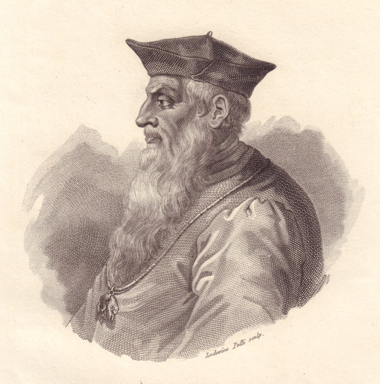 Portret van Italiaanse admiraal Andrea Doria (1466-1560), kopergravure door Ludovico Pelli door Unbekannt Unbekannt