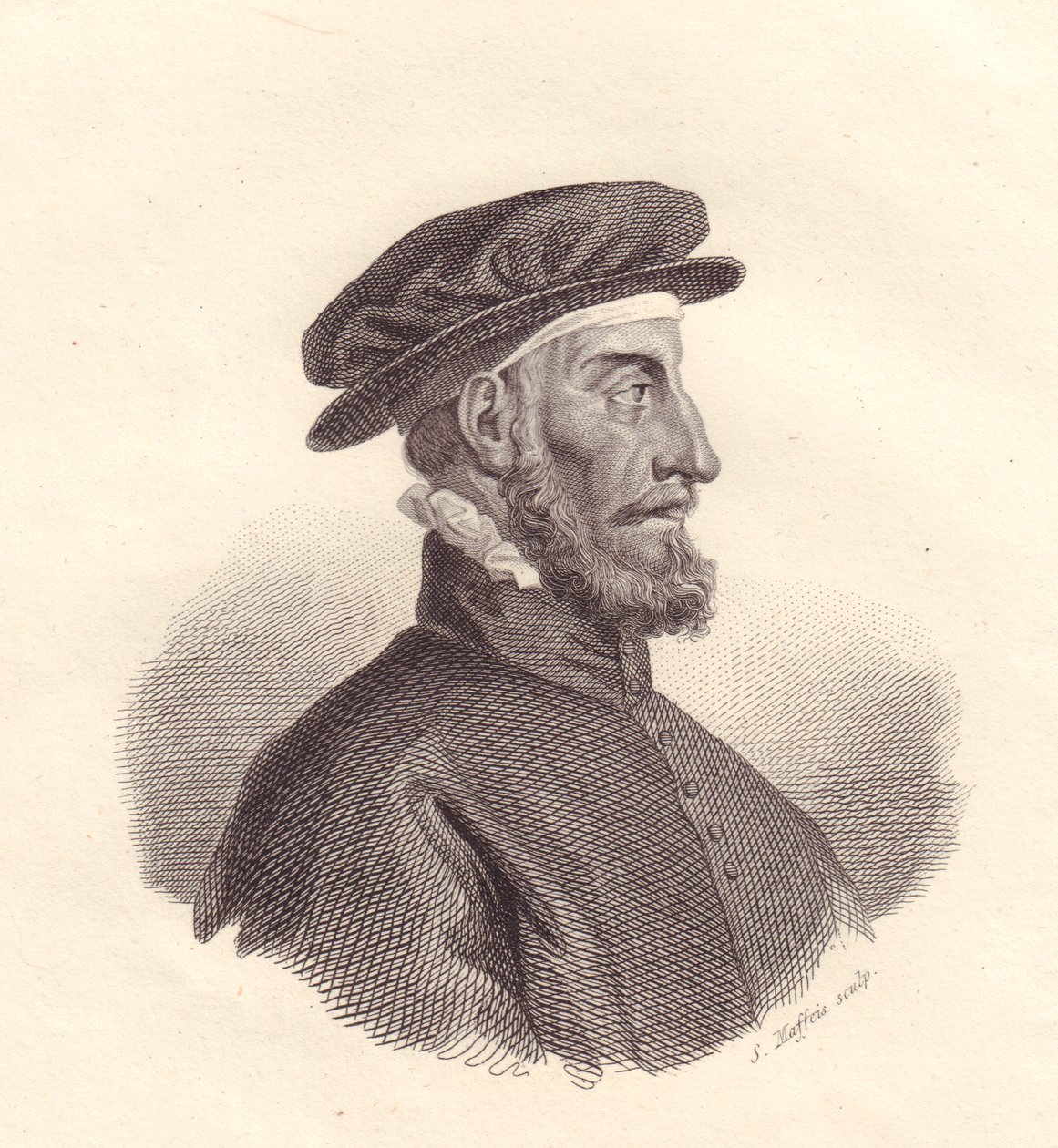 Portret van Italiaanse uitgever en drukker Paolo Manuzio (1512-1574) kopergravure door S Maffeis door Unbekannt Unbekannt