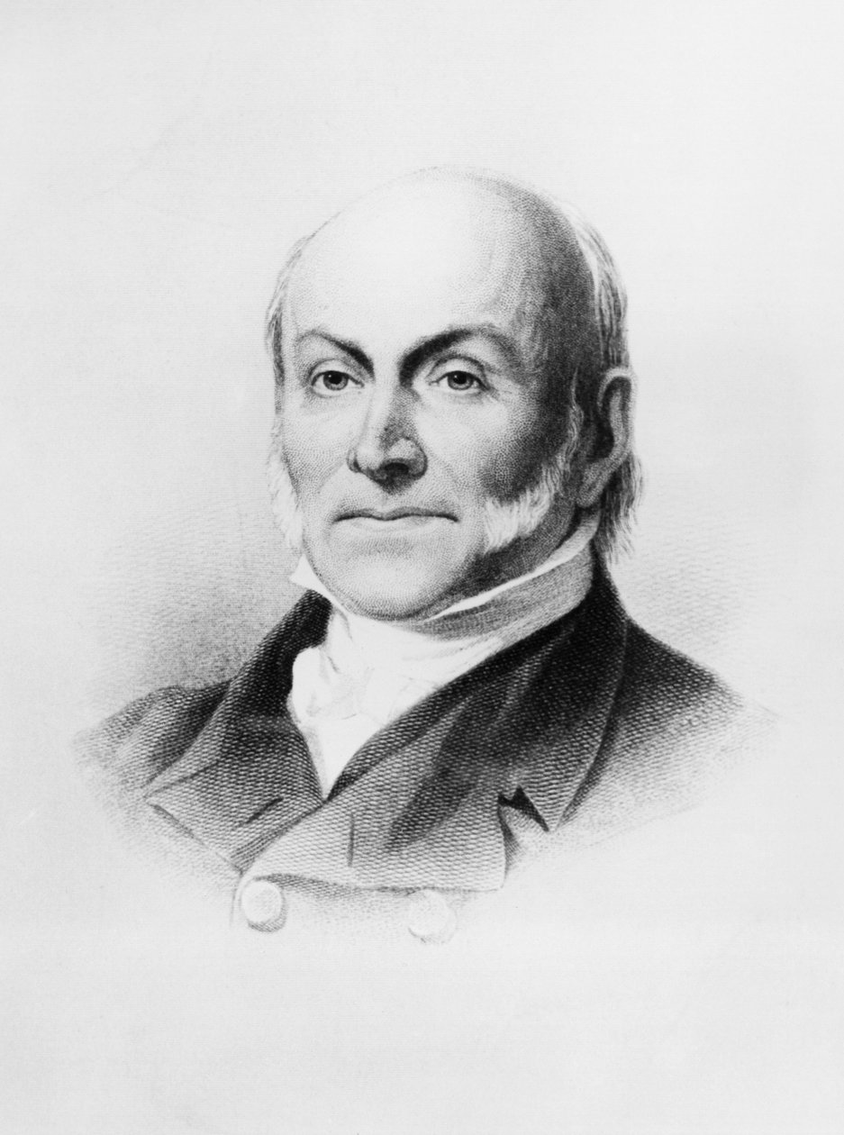 Portret van John Quincy Adams, Amerikaanse diplomaat en politicus, 6e president van de Verenigde Staten, gravure naar schilderij van George Peter Alexander Healy door Unbekannt Unbekannt