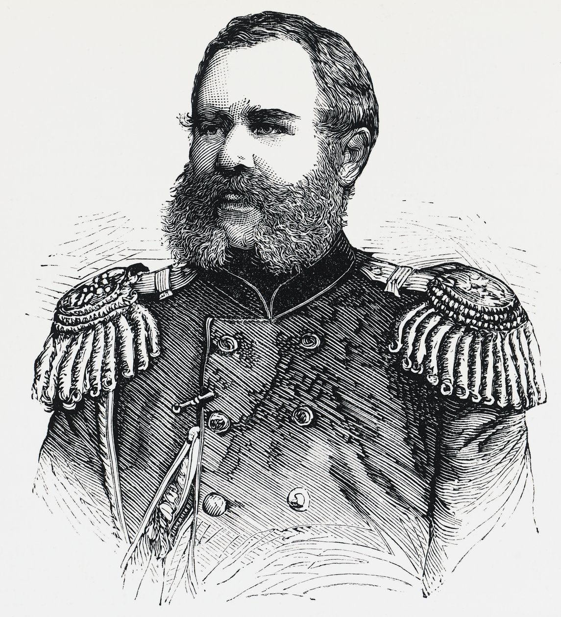 Portret van Nikolai Obruchev (1830-1904), Russische generaal, gravure door Unbekannt Unbekannt
