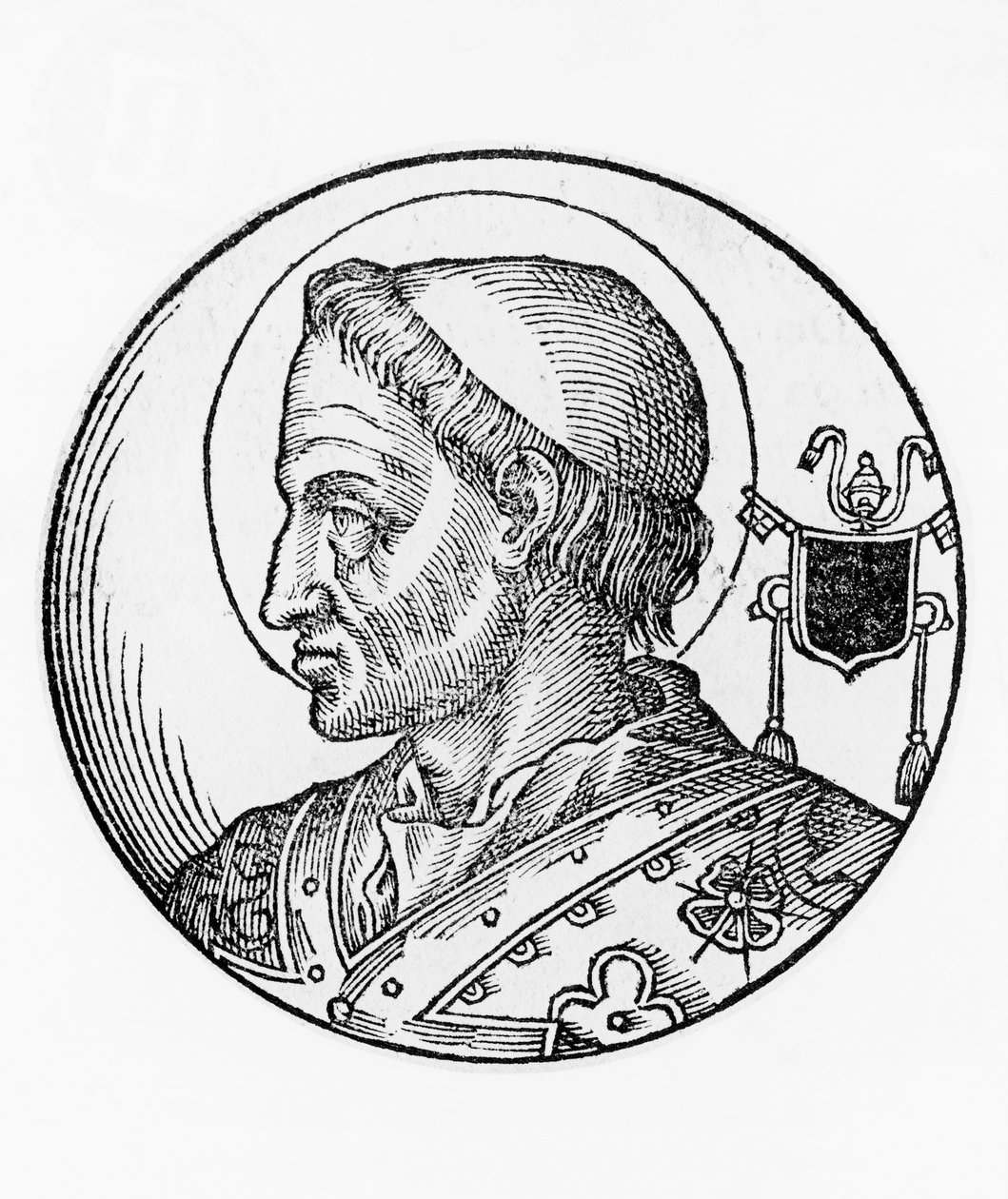 Portret van Sint Hormisdas (overleden 523), 52e paus van de Katholieke Kerk vanaf 514, gravure door Unbekannt Unbekannt