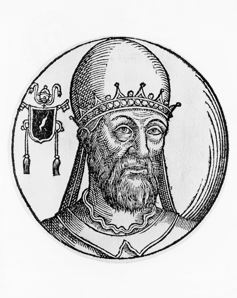 Portret van Sint Martinus I, 74e paus van de Katholieke Kerk, gravure door Unbekannt Unbekannt
