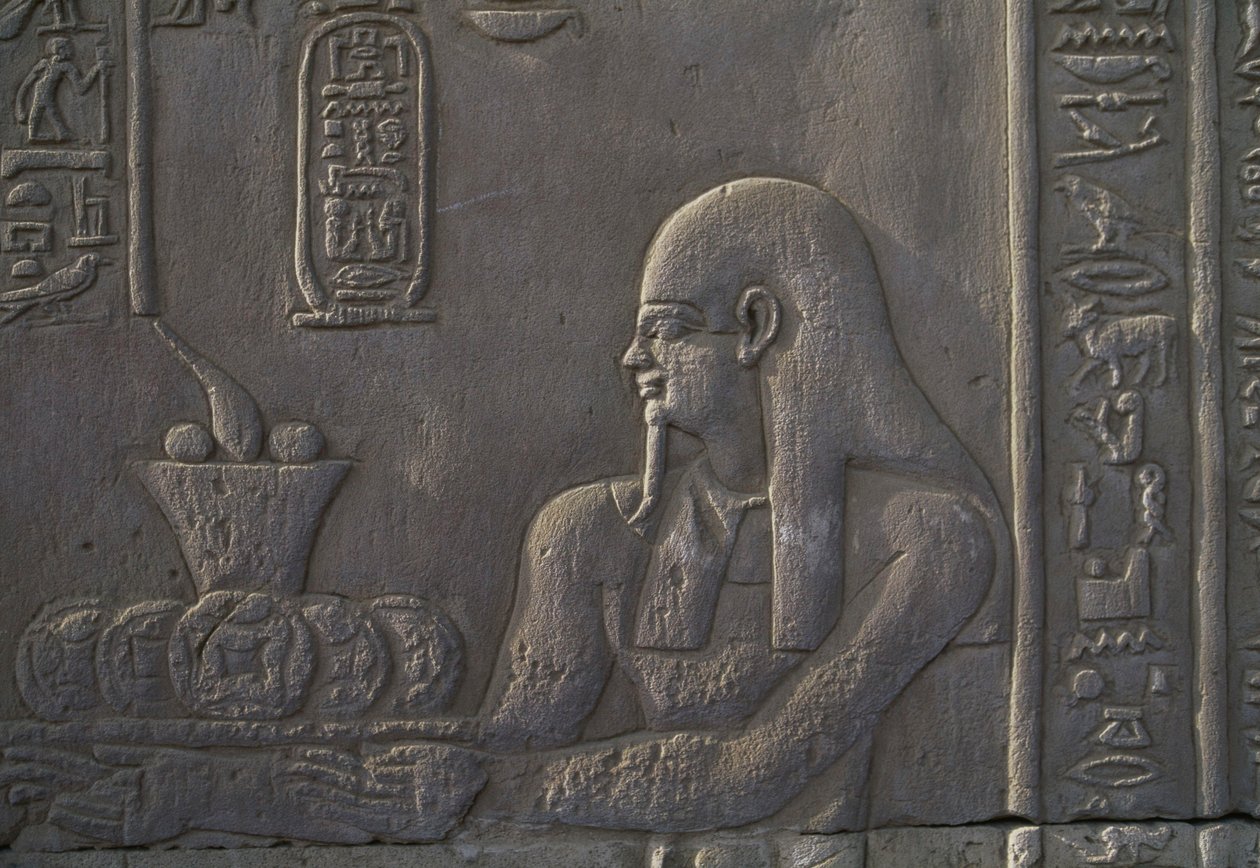Reliëf dat een schenker afbeeldt, Tempel van Kom Ombo, Egypte, Egyptische beschaving, Ptolemaeïsche dynastie, 2e-1e eeuw v.Chr. door Unbekannt Unbekannt
