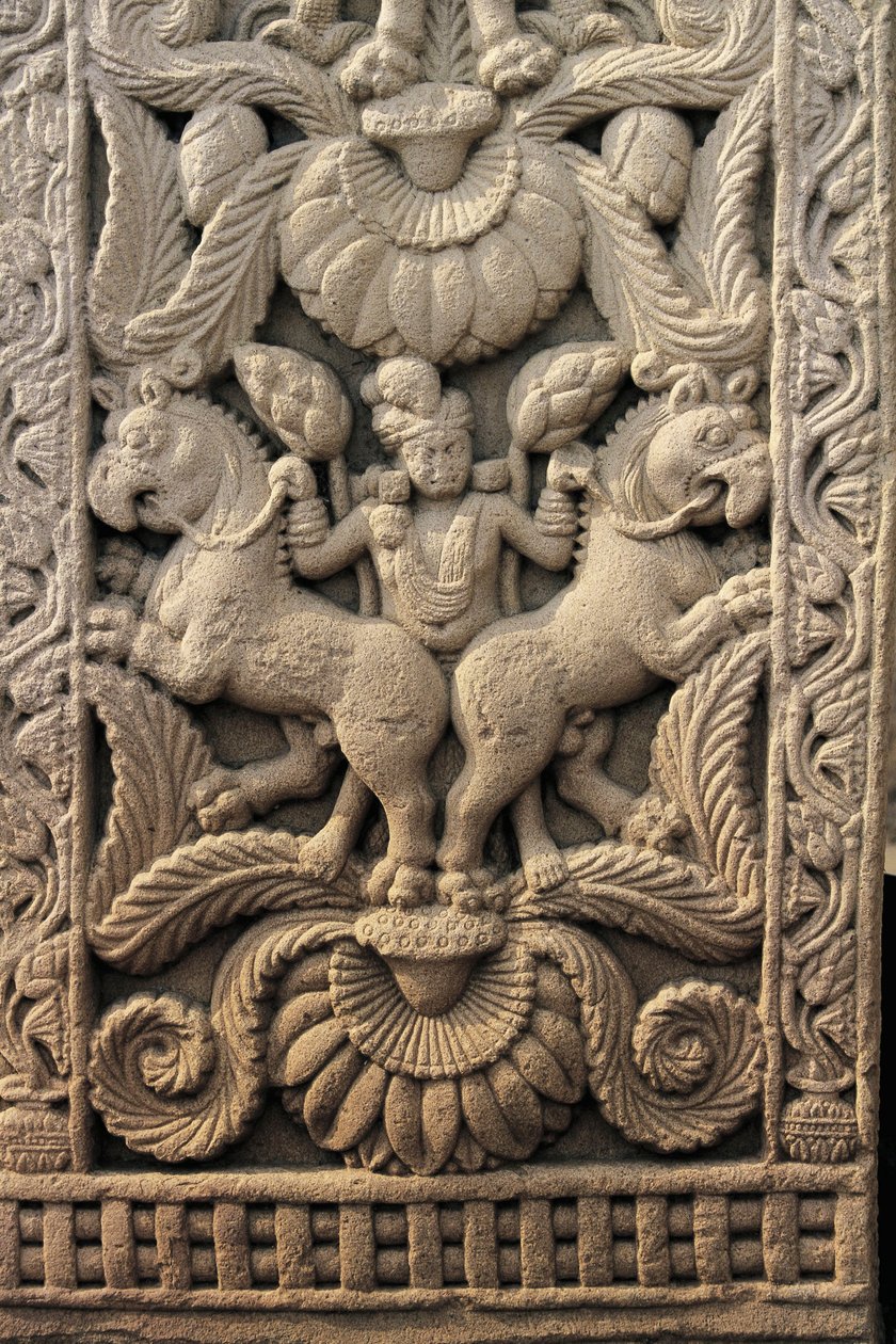 Reliëf op de westelijke ingang, Grote stupa, Sanchi (UNESCO Werelderfgoedlijst) door Unbekannt Unbekannt