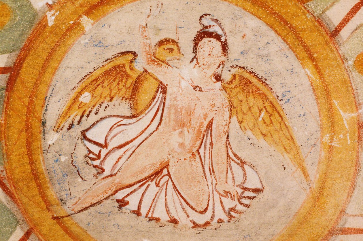 Syrië, Palmyra, Vallei der Graven, Hypogeum fresco van engel in graf van drie broers door Unbekannt Unbekannt